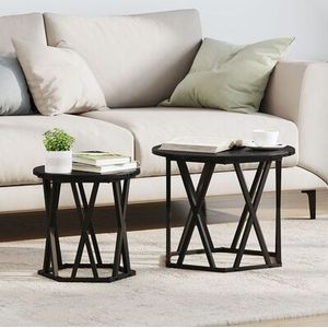 vidaXL Satztische 2 Stk. Schwarz Eiche Holzwerkstoff