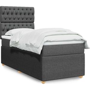 vidaXL Boxspringbett mit Matratze Dunkelgrau 100x200 cm Stoff