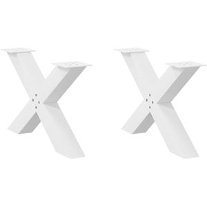 vidaXL Couchtischbeine X-Form 2 Stk. Weiß 70x(42-43) cm Stahl