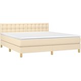 vidaXL Boxspringbett mit Matratze Creme 160x200 cm Stoff