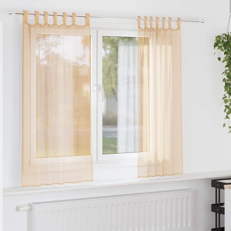 vidaXL Voile Vorhänge mit Schlaufen 2 Stk. Sandfarbe 140x140 cm