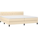 vidaXL Boxspringbett mit Matratze & LED Creme 200x200 cm Stoff