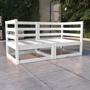 vidaXL Gartensofa 2-Sitzer Weiß Massivholz Kiefer