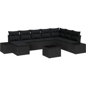 vidaXL 9-teiliges Garten Sofa Set mit Kissen Beige Poly Rattan