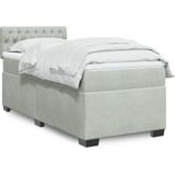 vidaXL Boxspringbett mit Matratze Hellgrau 90x200 cm Samt