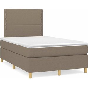vidaXL Boxspringbett mit Matratze & LED Taupe 120x190 cm Stoff
