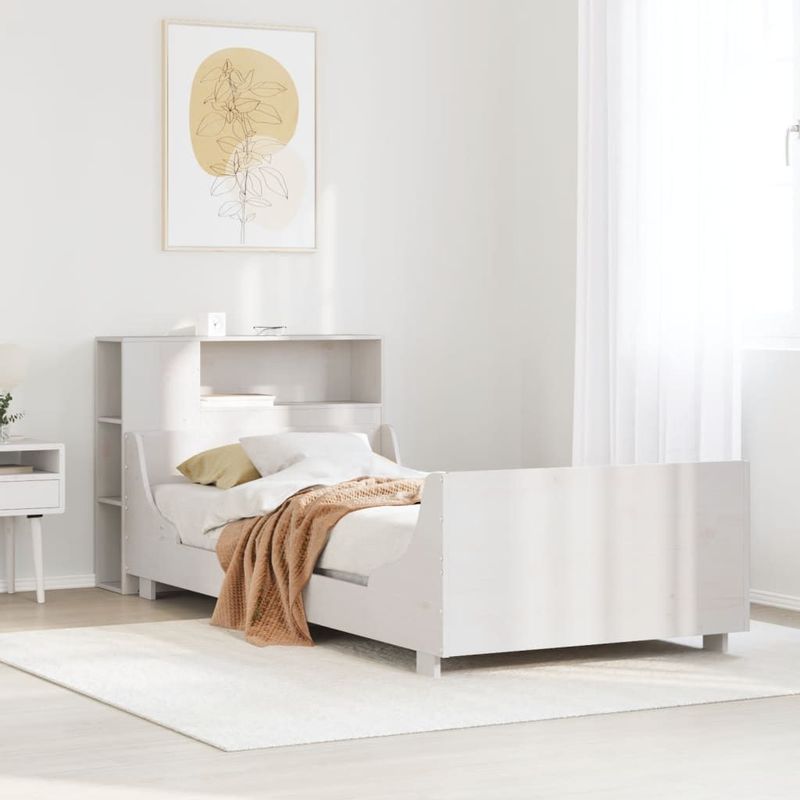 vidaXL Massivholzbett ohne Matratze Weiß 90x190 cm Kiefernholz