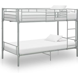 vidaXL Etagenbett Grau Metall 90×200 cm