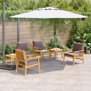 vidaXL 6-teiliges Garten-Esszimmer-Set mit Kissen aus massivem Akazienholz