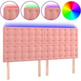 vidaXL LED Kopfteil Rosa 160x5x118/128 cm Samt
