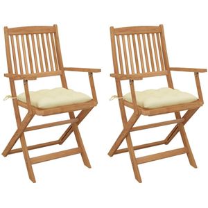 vidaXL Klappbare Gartenstühle 2 Stk. mit Kissen Massivholz Akazie