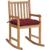 vidaXL Schaukelstuhl mit Weinrotem Kissen Massivholz Teak