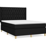 vidaXL Boxspringbett mit Matratze Schwarz 140x190 cm Stoff