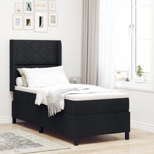 vidaXL Boxspringbett mit Matratze Schwarz 90x190 cm Stoff