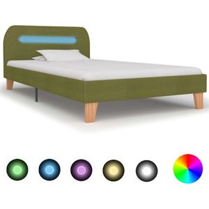 vidaXL Bettgestell mit LED Grün Stoff 90x200 cm