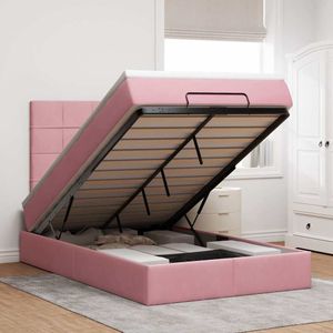 vidaXL Ottoman-Bett mit Matratzen & LEDs Rosa 120x200 cm Samt