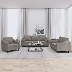 vidaXL 3-tlg. Sofagarnitur mit Kissen Taupe Stoff