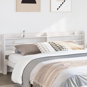 vidaXL Kopfteil mit Ablagen Weiß 200 cm Massivholz Kiefer