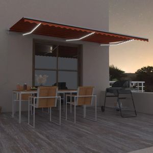 vidaXL Automatische Markise mit LED & Windsensor 600x350 Orange/Braun