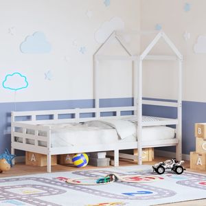 vidaXL Tagesbett mit Dach Weiß 90x200 cm Massivholz Kiefer