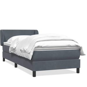 vidaXL Boxspringbett mit Matratze Dunkelgrau 90x210 cm Samt