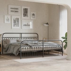 vidaXL Bettgestell mit Kopf- und Fußteil Metall Schwarz 200x200 cm