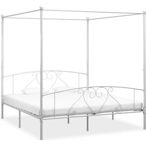 vidaXL Himmelbett-Gestell Weiß Metall 180 x 200 cm