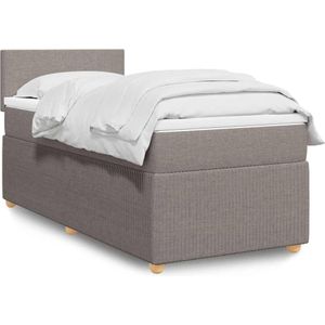 vidaXL Boxspringbett mit Matratze Taupe 90x200 cm Stoff