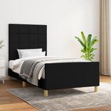 vidaXL Bettgestell ohne Matratze Schwarz 90x190 cm Stoff