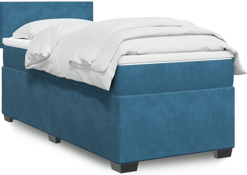 vidaXL Boxspringbett mit Matratze Blau 80x200 cm Samt