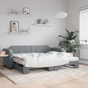 vidaXL Tagesbett Ausziehbar Hellgrau 100x200 cm Stoff