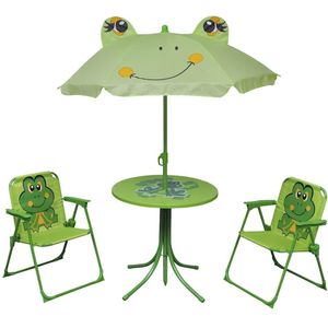 vidaXL 3-tlg. Garten-Bistro-Set für Kinder mit Sonnenschirm Grün