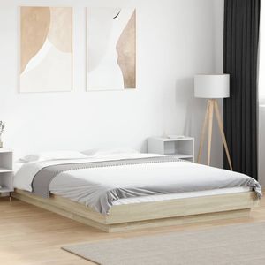 vidaXL Bettgestell mit LED Sonoma-Eiche 140x200 cm Holzwerkstoff