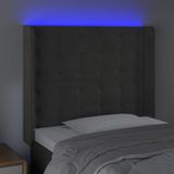 vidaXL LED Kopfteil Dunkelgrau 93x16x118/128 cm Samt