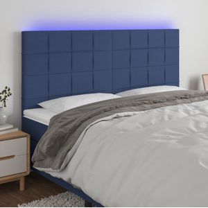 vidaXL LED Kopfteil Blau 160x5x118/128 cm Stoff