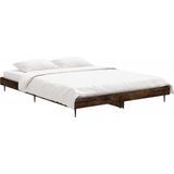 vidaXL Bettgestell Räuchereiche 135x190 cm Holzwerkstoff