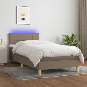 vidaXL Boxspringbett mit Matratze & LED Taupe 80x200 cm Stoff