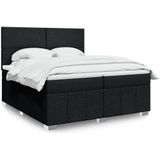 vidaXL Boxspringbett mit Matratze Schwarz 200x200 cm Stoff