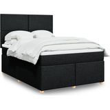 vidaXL Boxspringbett mit Matratze Schwarz 160x200 cm Stoff