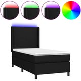 vidaXL Boxspringbett mit Matratze & LED Schwarz 100x200 cm Stoff