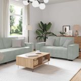 vidaXL 2-tlg. Sofagarnitur mit Kissen Hellgrau Samt