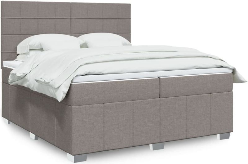vidaXL Boxspringbett mit Matratze Taupe 200x200 cm Stoff