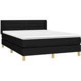 vidaXL Boxspringbett mit Matratze Schwarz 140x200 cm Stoff
