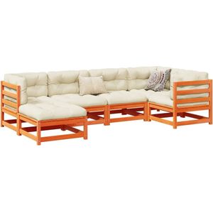 vidaXL 6-tlg. Garten-Sofagarnitur Wachsbraun Massivholz Kiefer