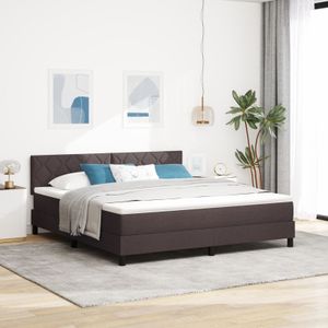 vidaXL Boxspringbett mit Matratze & LED Dunkelbraun 180x200 cm Stoff