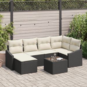 vidaXL 6-teiliges Garten Essgruppe mit Kissen Braun Poly Rattan