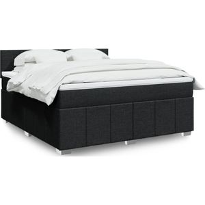 vidaXL Boxspringbett mit Matratze Schwarz 180x200 cm Stoff
