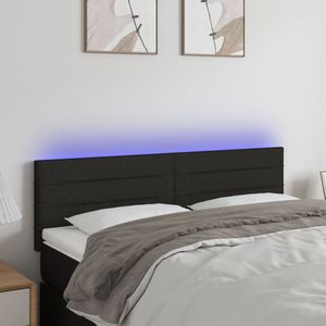 vidaXL LED Kopfteil Schwarz 144x5x78/88 cm Stoff