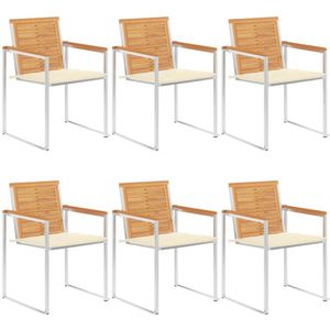 vidaXL 6 Stk. Gartenstühle mit Kissen Massivholz Teak