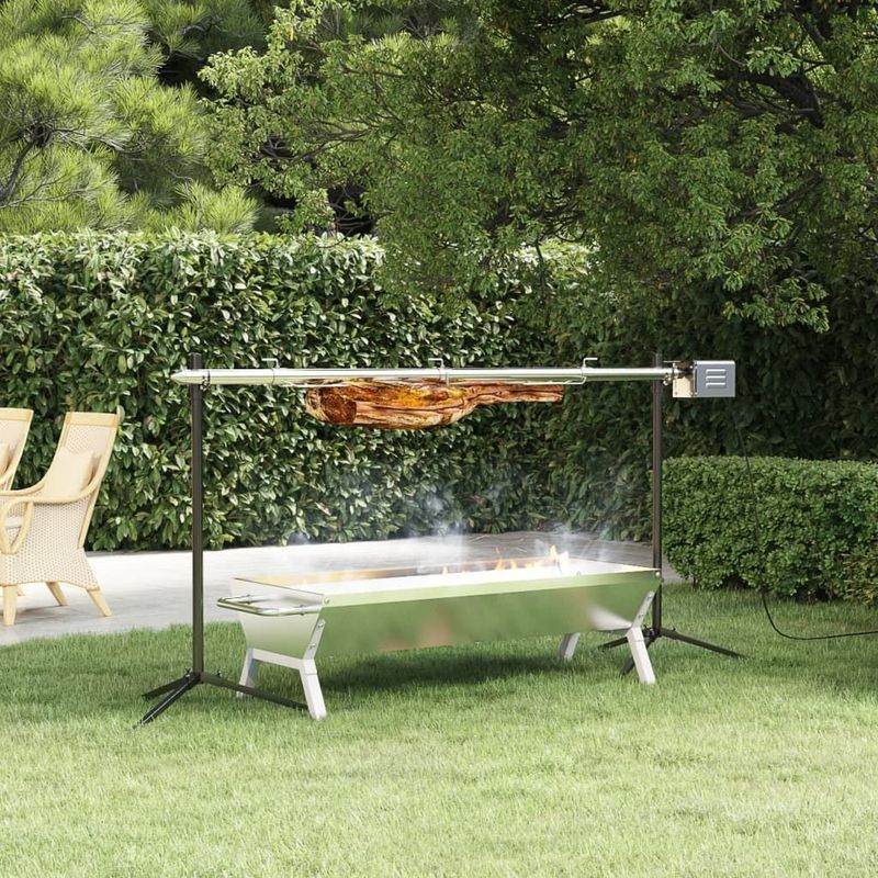 vidaXL Grill Silbern 118x42x30,5 cm Edelstahl